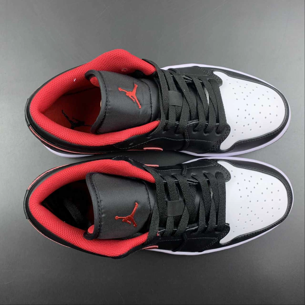 Core Routine Contoured Fit Air Jordan 1 Low Little Black and Red Toes 553558-063
