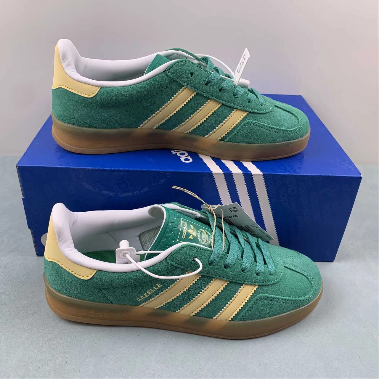 Fresh Design Adidas Gazelle Indoor Semi Court Green Almost Yellow Gum IH7500