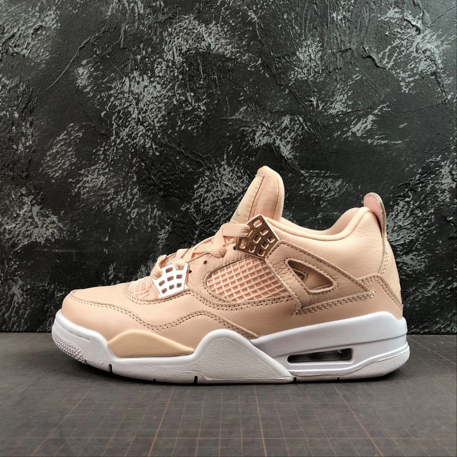 Air Jordan 4 Retro White Pink-Rose Gold 308497-601 Fashion Rush Woven Texture