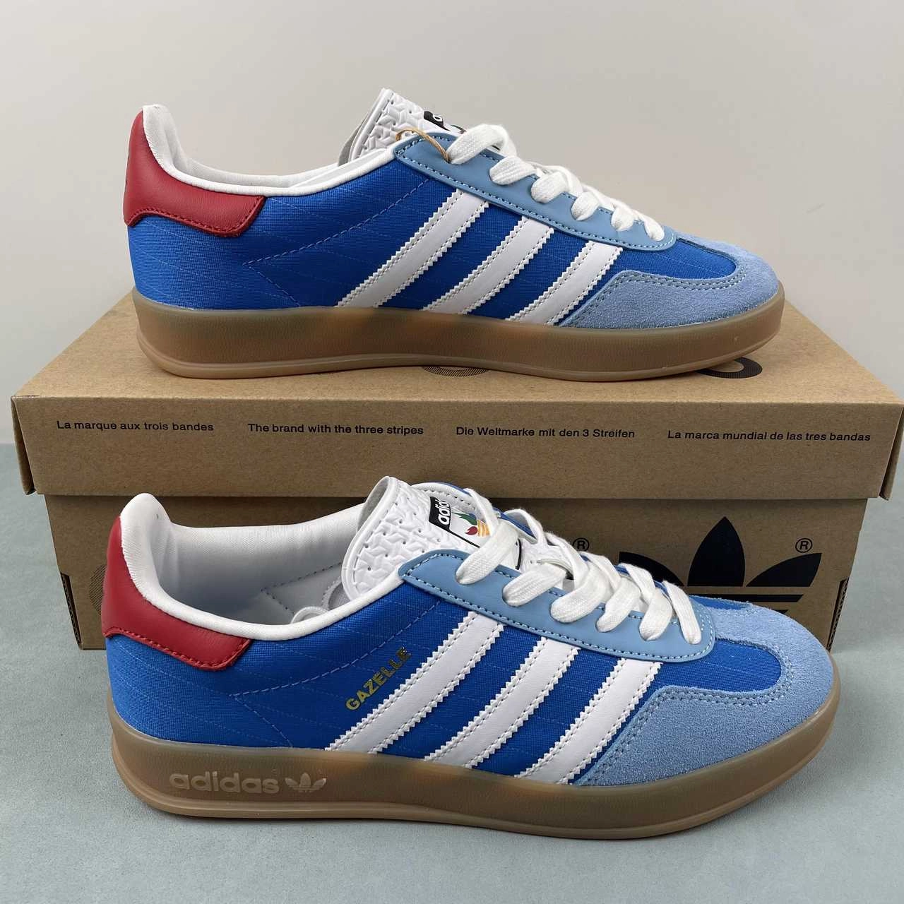 Adidas Gazelle Indoor Olympic Pack Blue Red Gum IF9643 Foot Ease