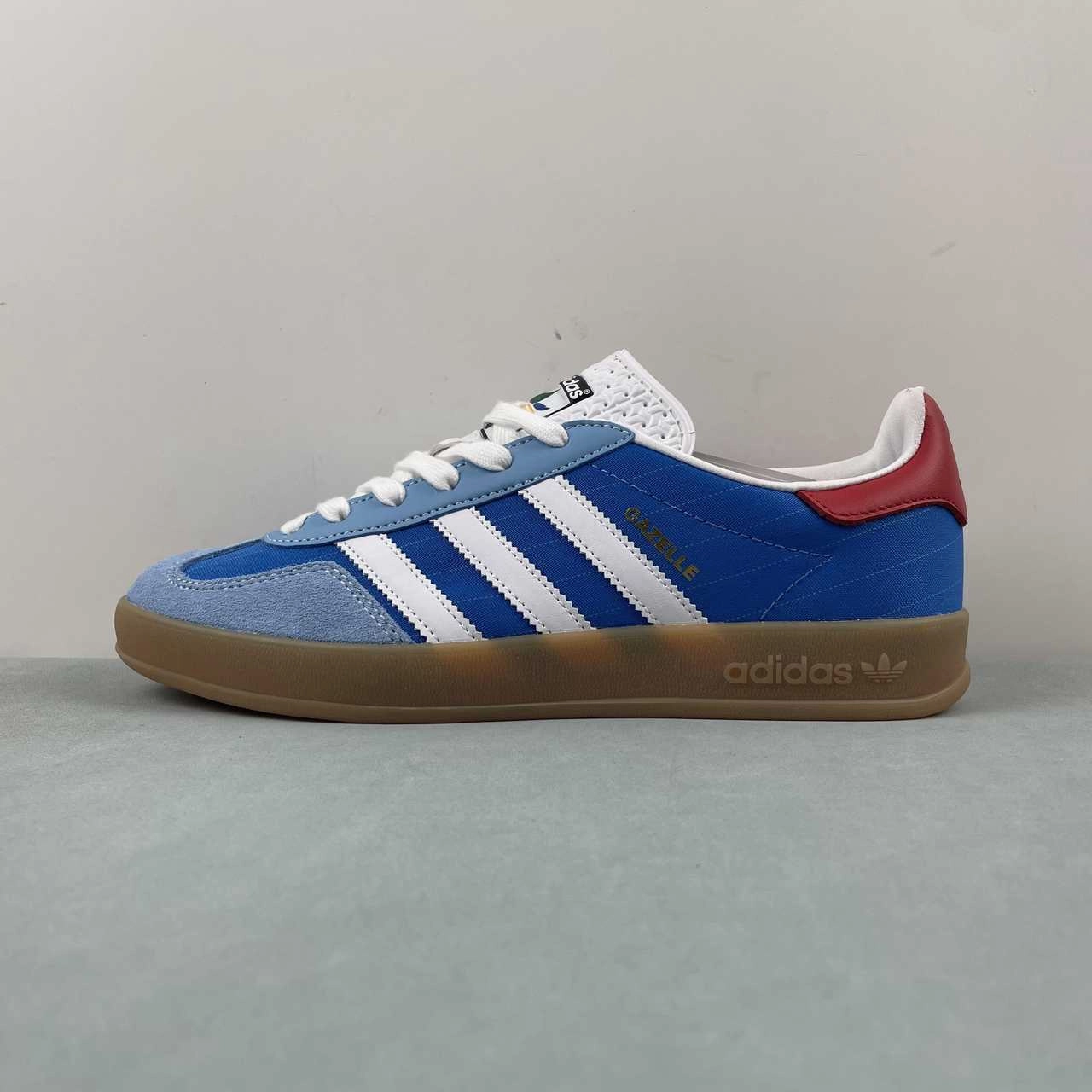 Eco Materials Neat Shape Adidas Gazelle Indoor Olympic Pack Blue Red Gum IF9643