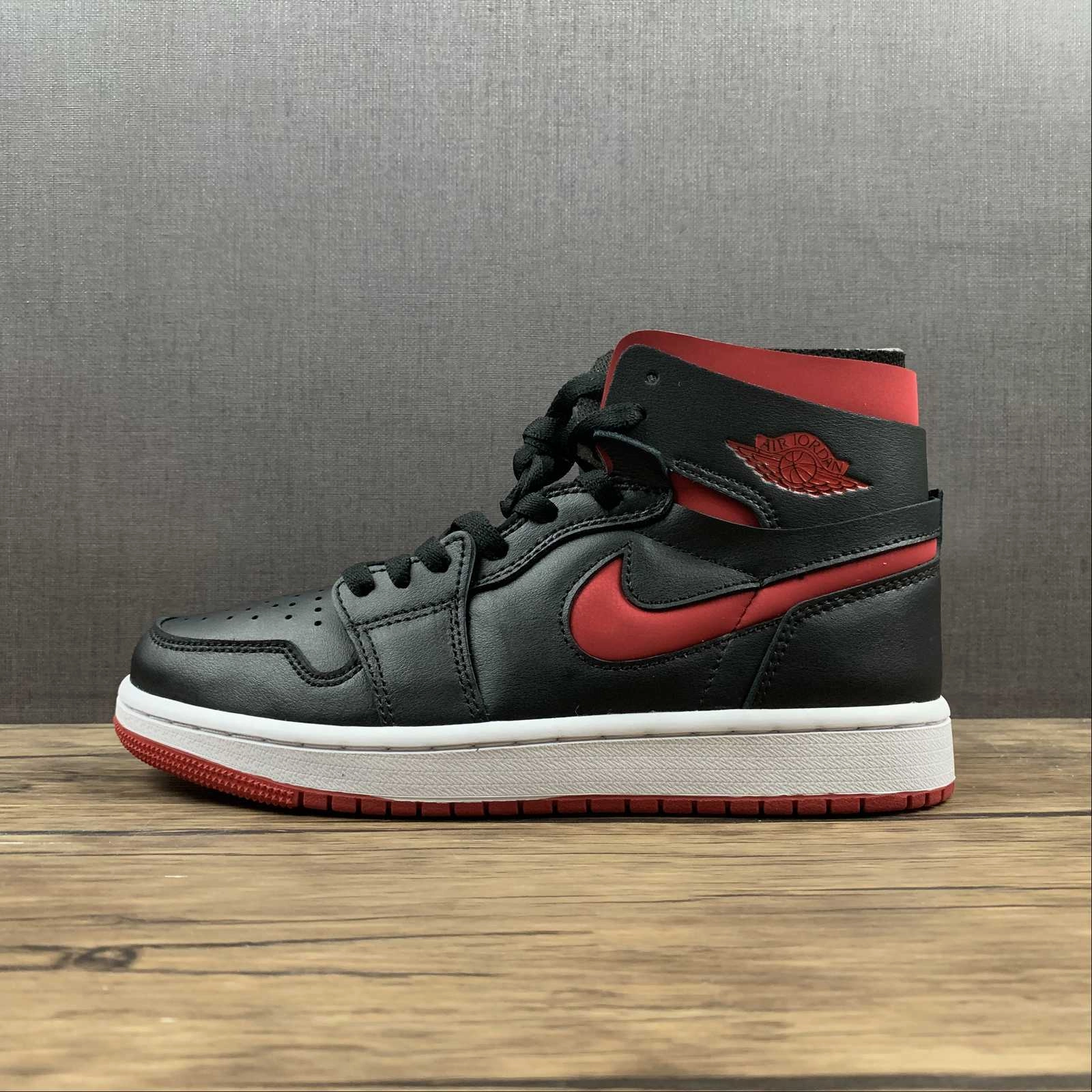 Air Jordan 1 High Zoom Comfort Bred University Red Black White CT0979-006 Run All Day Abrasion Proof Stitching
