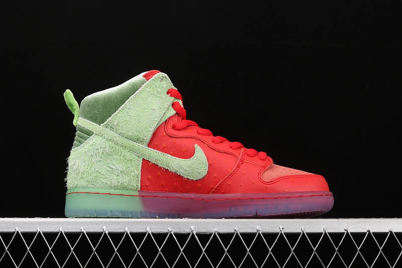 SB Dunk High Pro QS Strawberry Cough University Red Spinach Green CW7093-600 Motion Day Breathable TPU