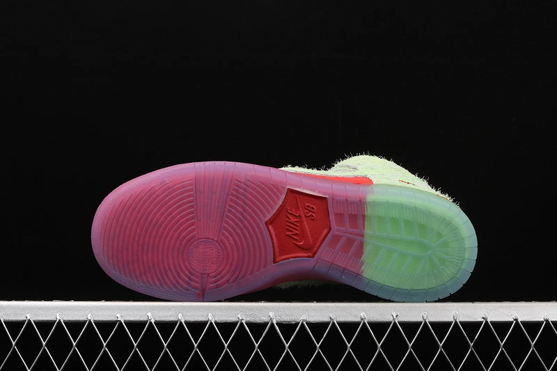 SB Dunk High Pro QS Strawberry Cough University Red Spinach Green CW7093-600 Anti corrosion