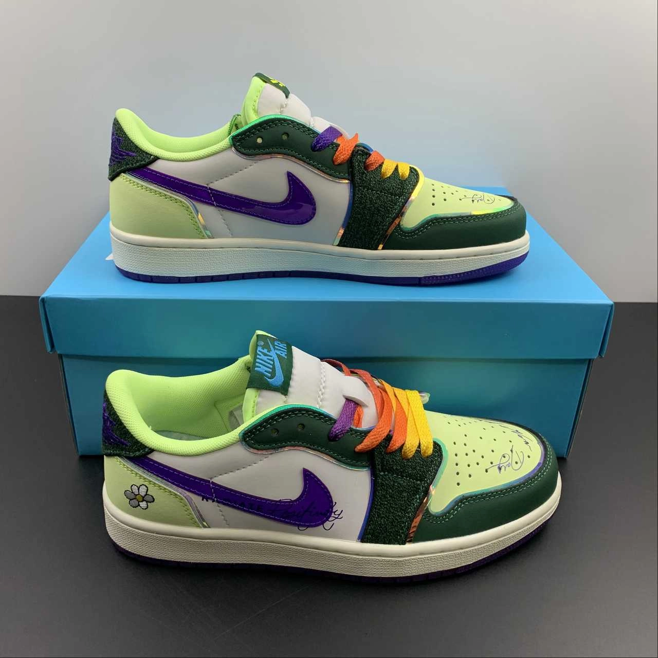 Fresh materials Air Jordan 1 Low OG Doernbecher Gorge Green Court Purple Bar. Volt Sail FD9665-351