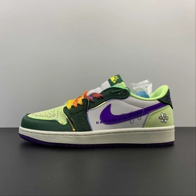 Air Jordan 1 Low OG Doernbecher Gorge Green Court Purple Bar. Volt Sail FD9665-351 Smooth Upper