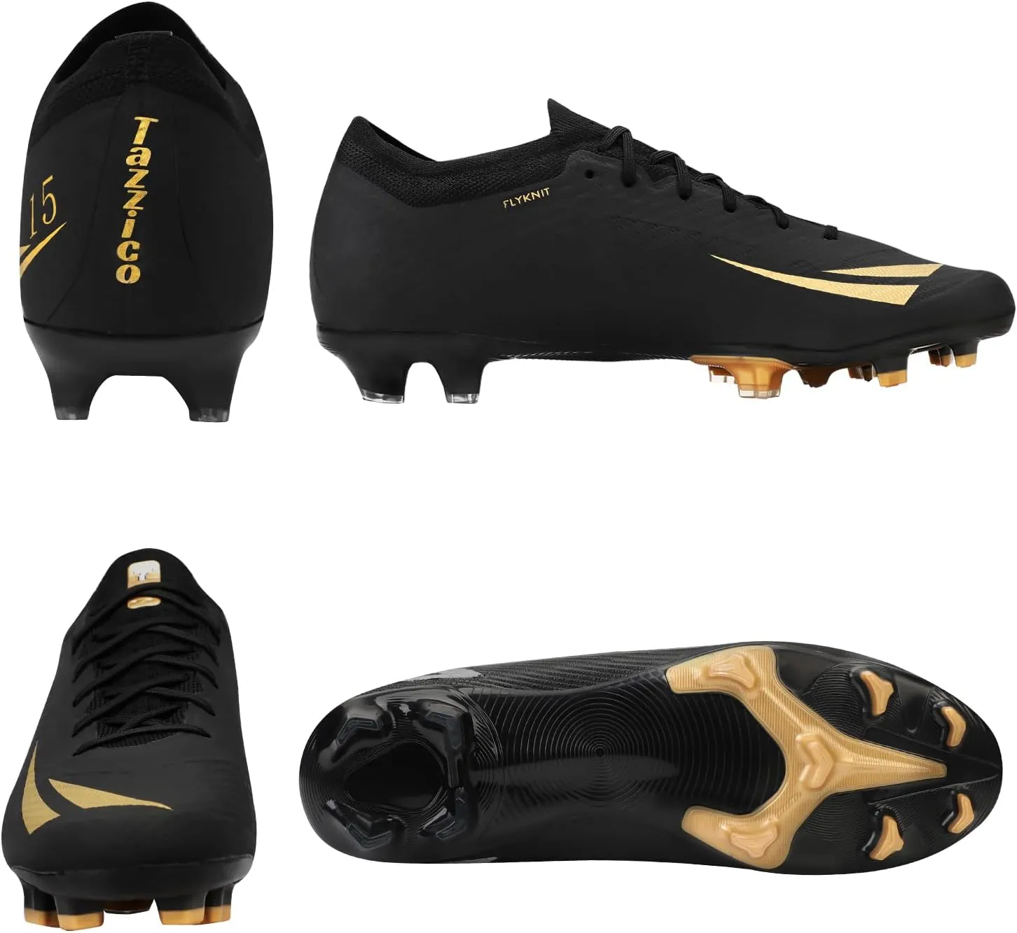 Tazzico Soccer Cleats Mens Womens Black Football Cleats for Boy's Sneakers Soccer Shoes for Kids Professional FG Training Shoes