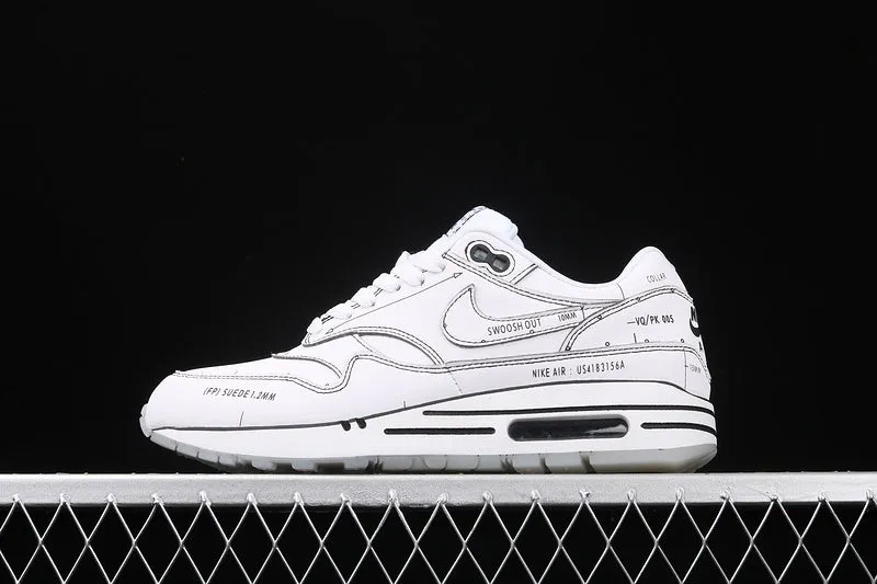 Air Max 1 Sketch to Shelf White Black CJ4286-100 Sunny running comfort