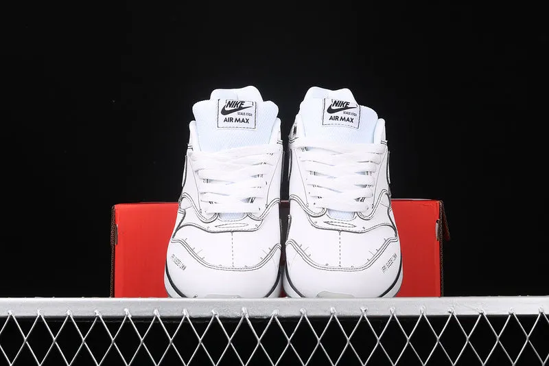 veteran running footwear Air Max 1 Sketch to Shelf White Black CJ4286-100