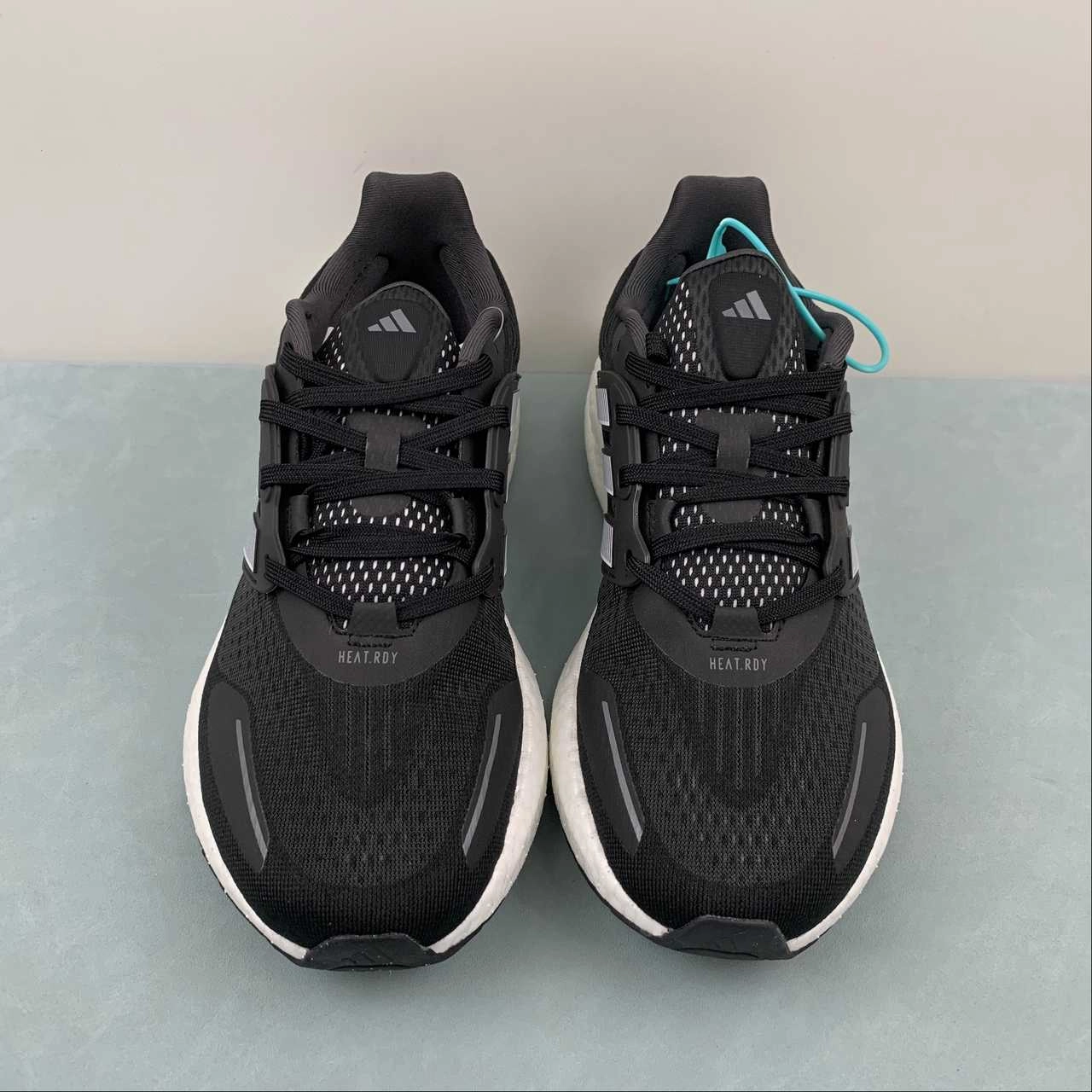 Soft surface cushioning running shoes for senior men Adidas Pureboost 22 Heat.RDY Core Black Cloud White Grey Four HQ3980