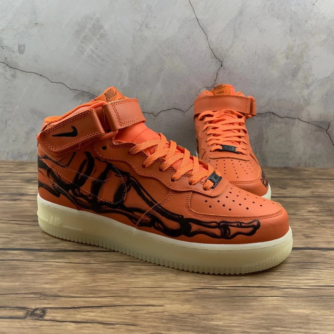 Warm Step Farm Hike Air Force 1 07 Mid Skeleton Brilliant Orange Black CU8067-801