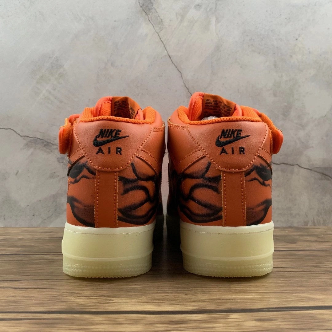Air Force 1 07 Mid Skeleton Brilliant Orange Black CU8067-801 Stylish Minimal