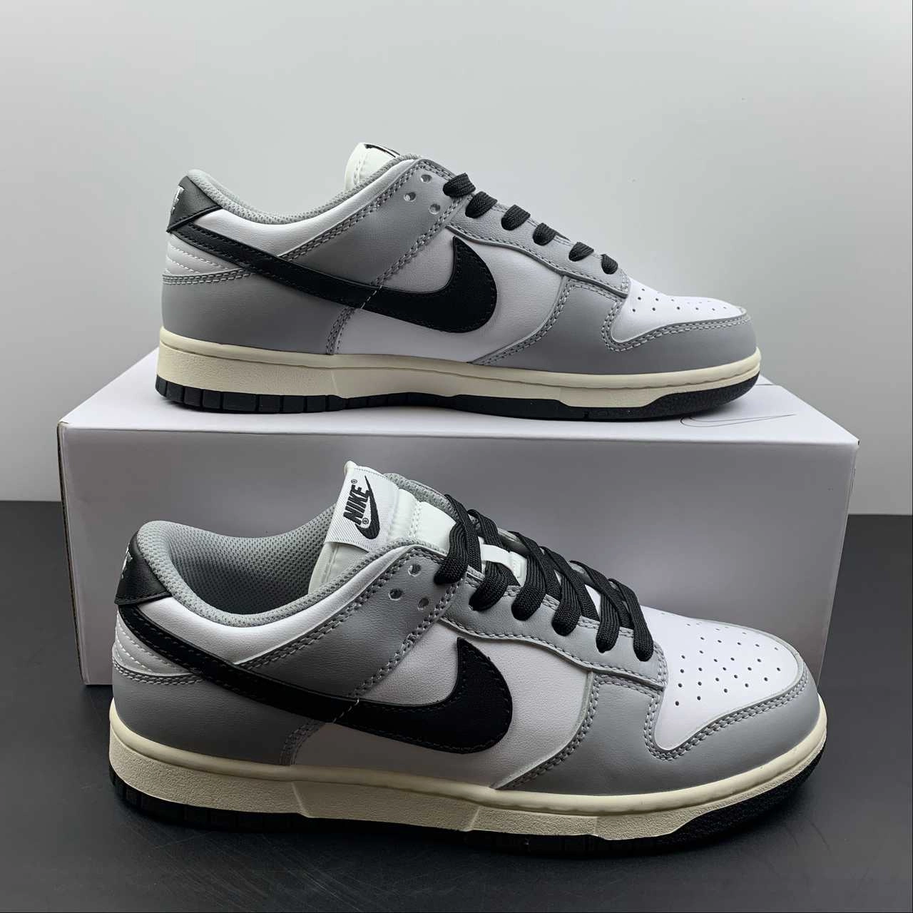 SB Dunk Low White Light Smoke Gray Black DD1503-117 Outdoor Ready Orthopedic Support