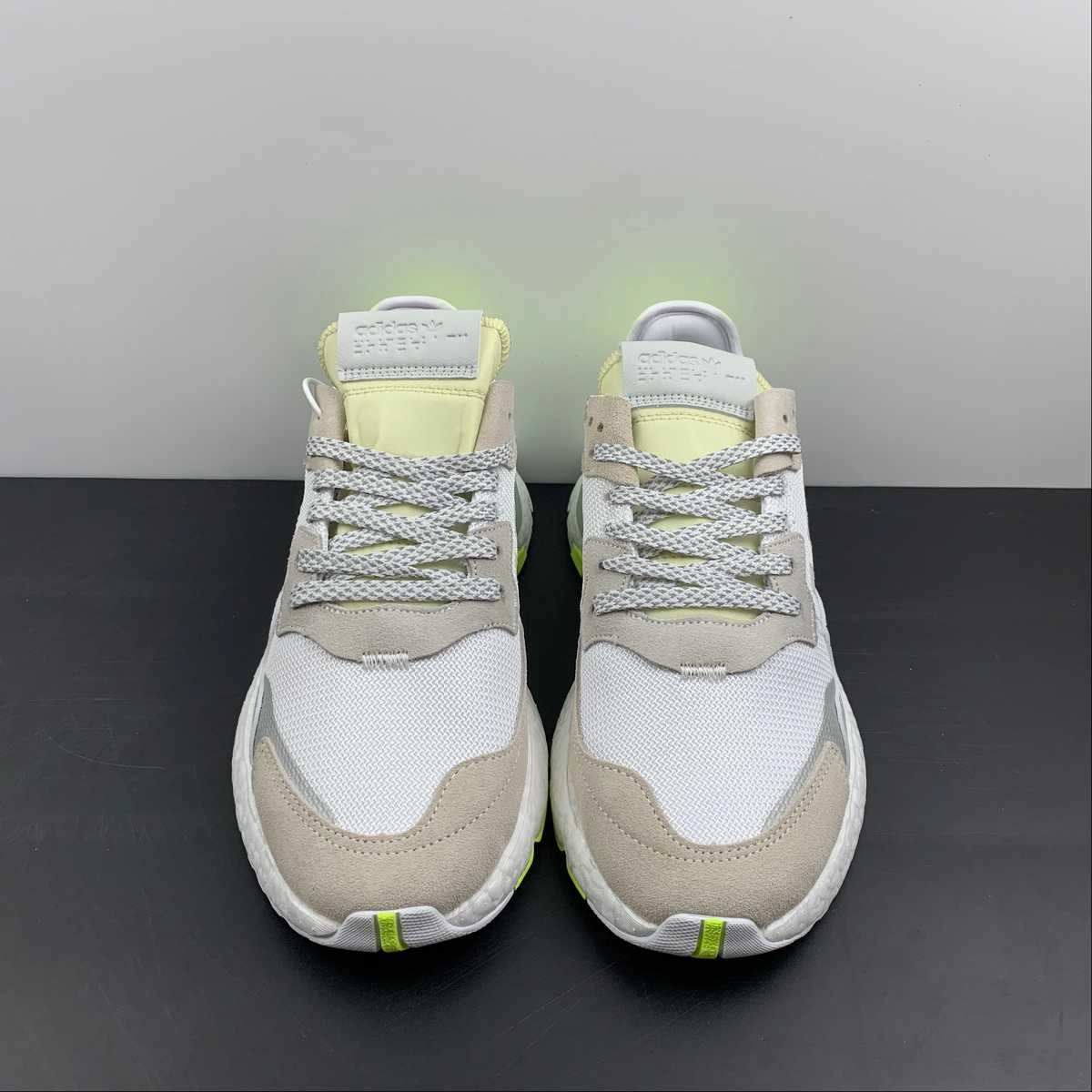spandex - upper shoes tile - floor shoes Adidas Nite Jogger 3M Grey White-Volt