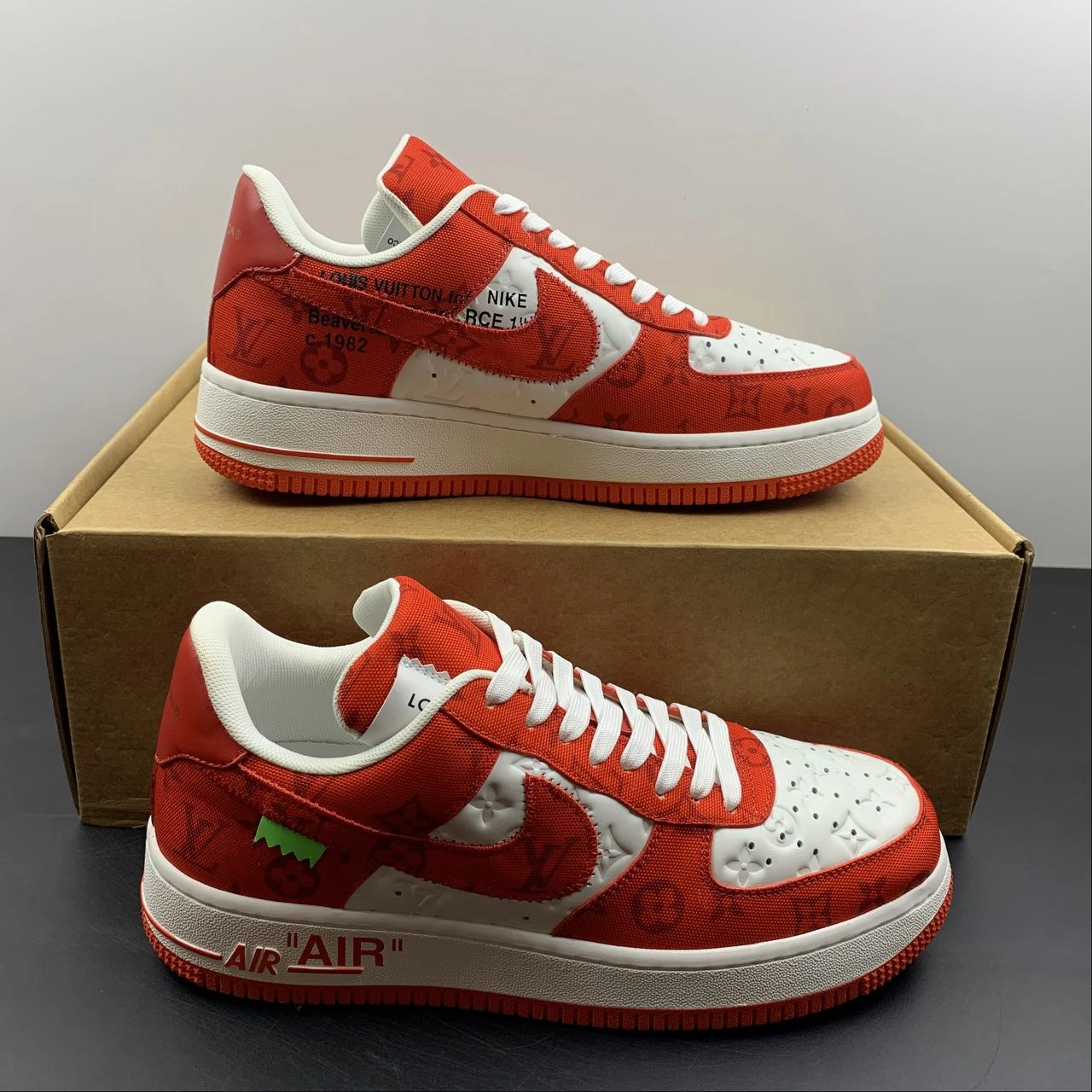 Leaf Walk Stable Feel Louis Vuitton Trainer Snaker x Air Force 1 White Red LK0233