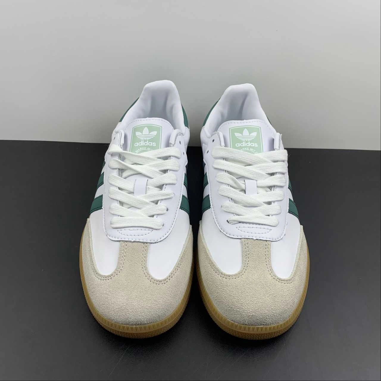 Adidas Samba OG Cloud White Collegiate Green Vapour Green EE5451 Pointed Toe Design Pure Style