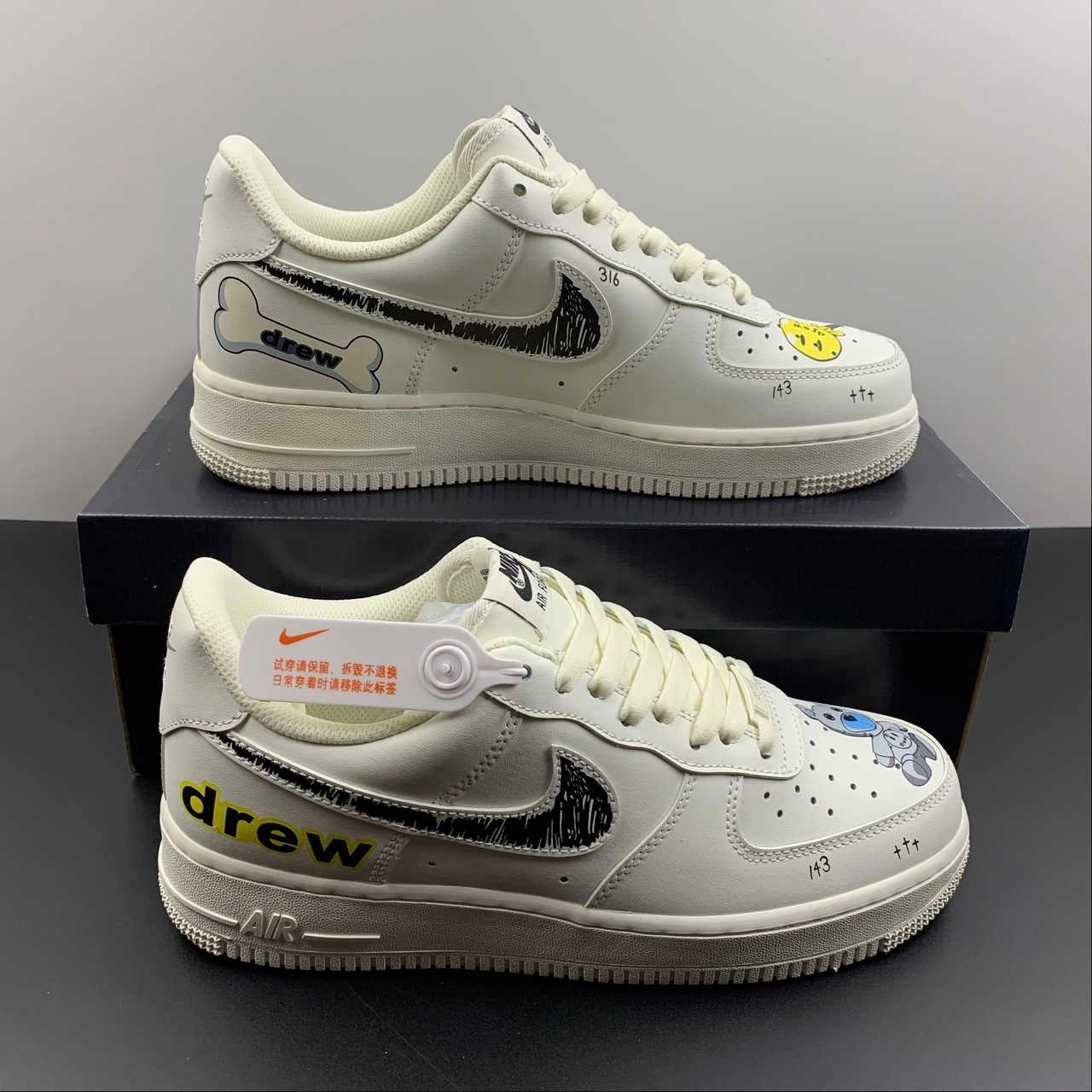 Fit And Go Valley Step Air Force 1 07 Low Drew Beige Black Yellow CW2288-663
