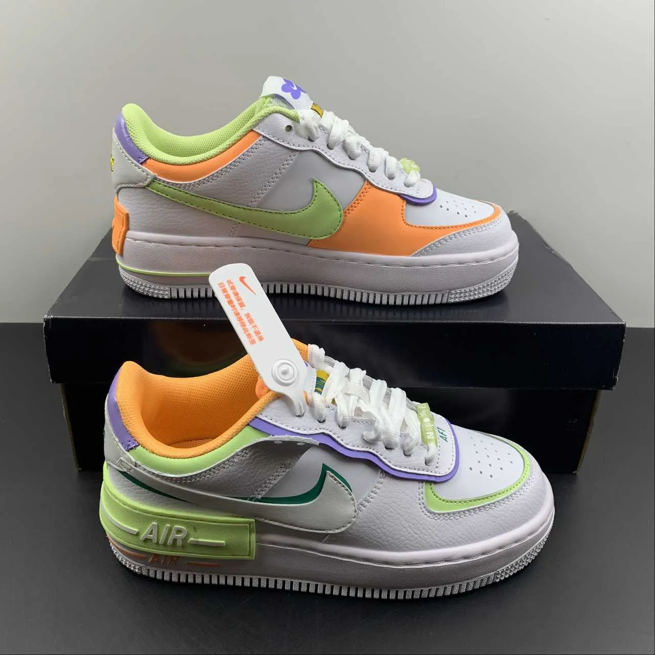 Air Force 1 Shadow White White-Peach Cream DX3718-100 Stable Grip
