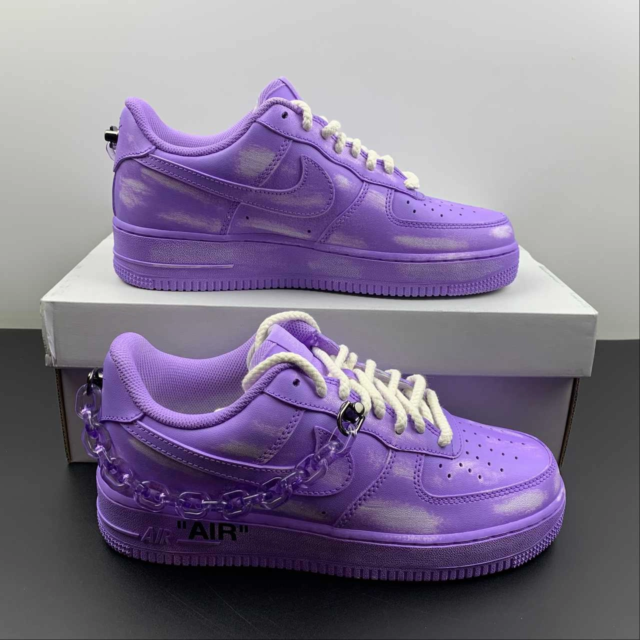 Air Force 1 07 Low Customised Purple CW2288-111 Walking Gear Kick Off