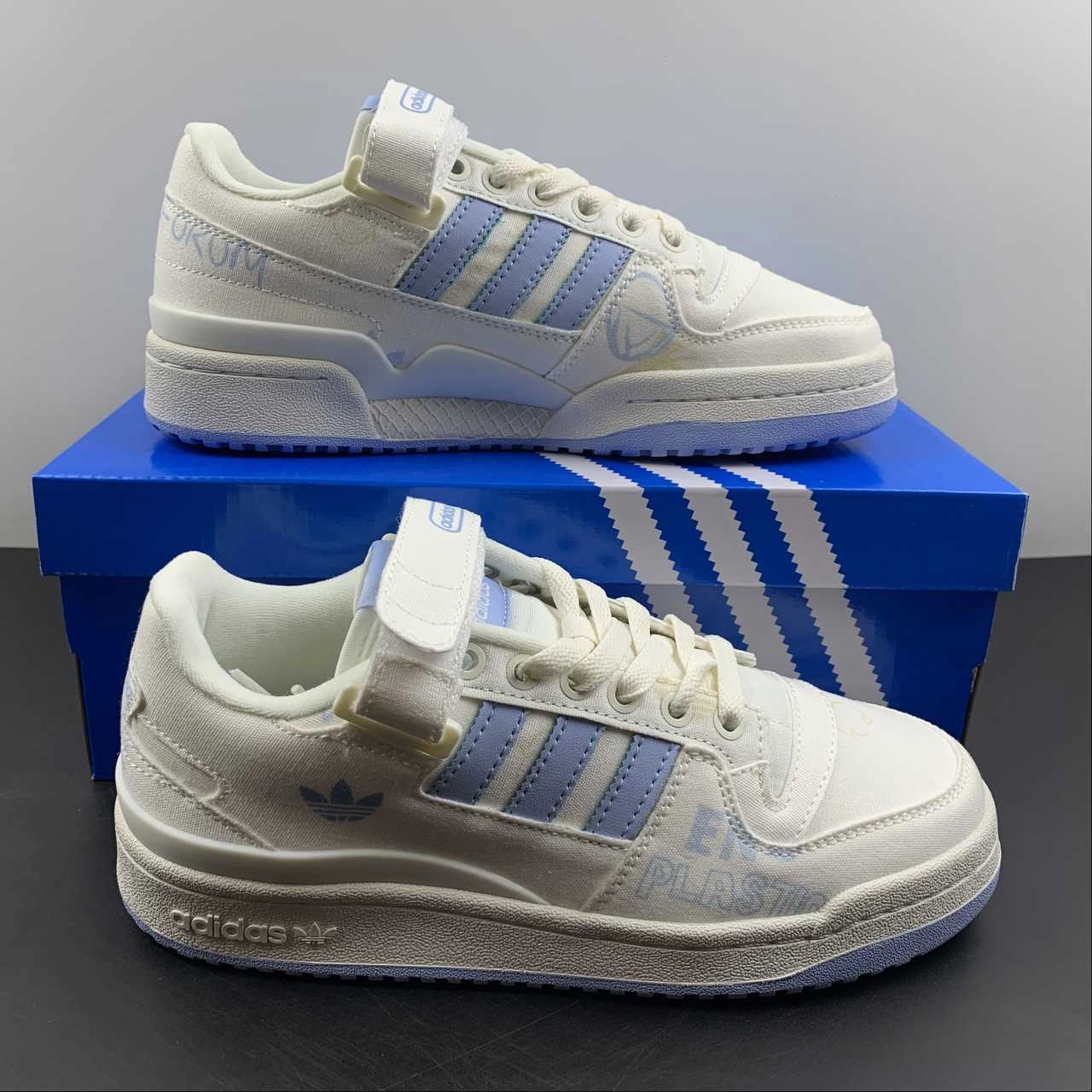 Contoured Footbed Design Adidas Forum 84 Low White Blue GY7985