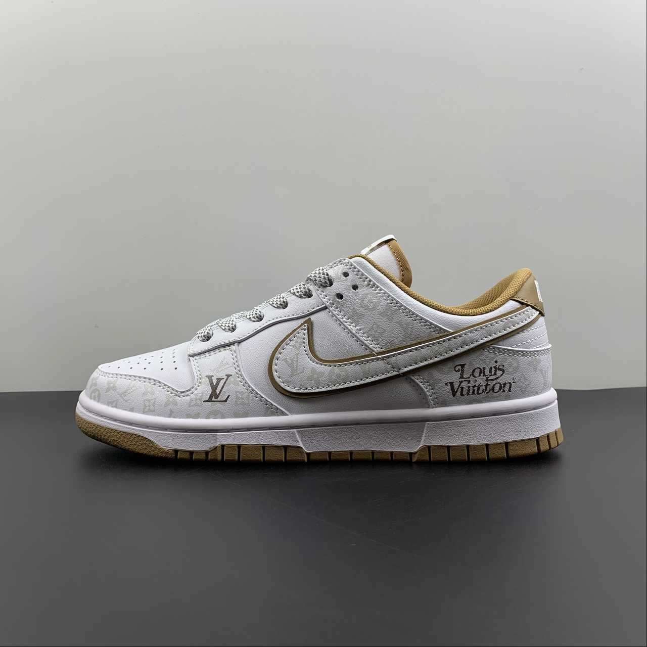 Shock-absorbent materials Canvas Fabric LV x SB Dunk Low Khaki White XD6188-002