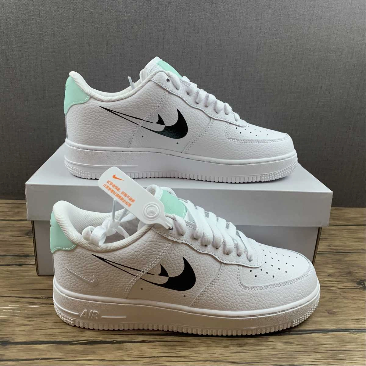 Anti   Static Walking Essential Air Force 1 07 Shadow Swoosh Logos White Black Silver Gray