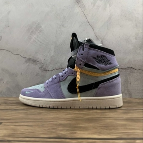 Air Jordan 1 High Switch Purple Pulse Glacier Blue Black CW6576-500 Light Comfort Stretchable Collar