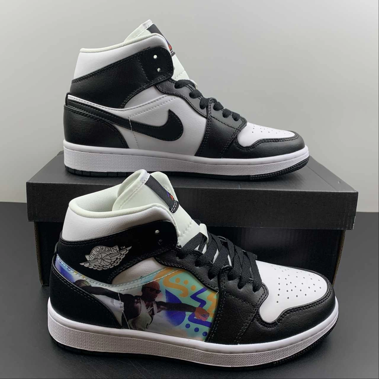 Air Jordan 1 Mid Black White DR9495-001 Classic Base Abrasion Resistant Fabric
