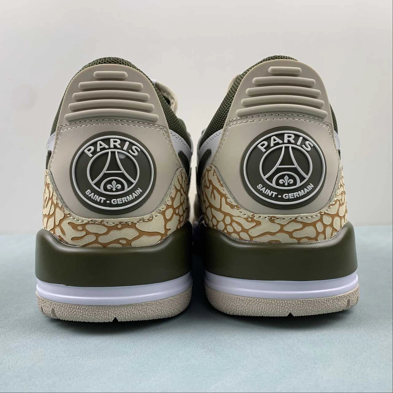Grip Fit PSG x Air Jordan Legacy 312 Low White Hemp Sail Sequoia Green FZ4358-100