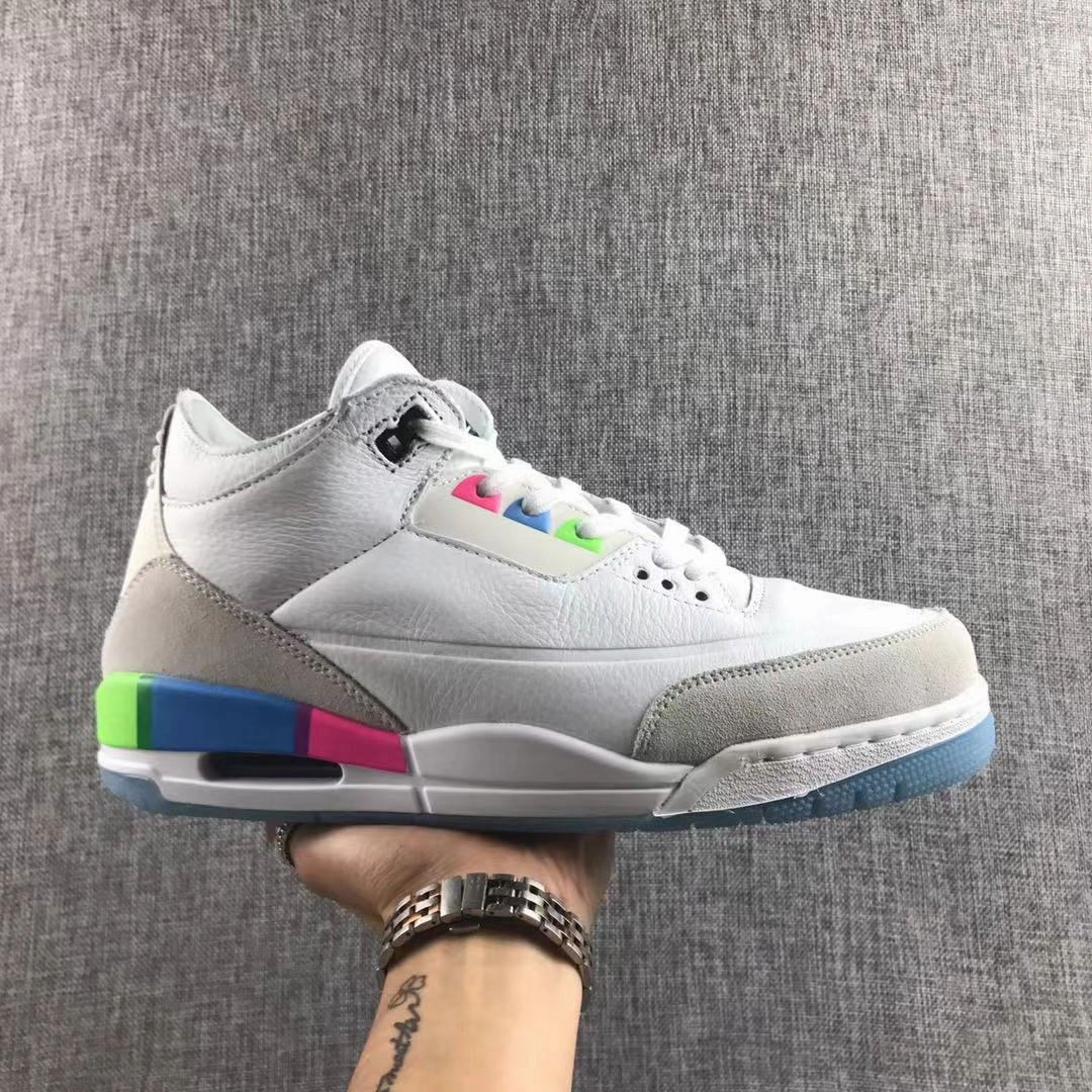 Air Jordan 3 Retro SE Quai 54 Rainbow Colorful AT9195-111 Supportive sole