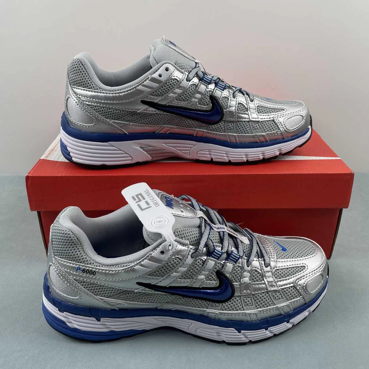 Heel pads reduce shock from vertical impact Weight Training Nike P 6000 Metallic Silver White Black Team Royal BV1021-001