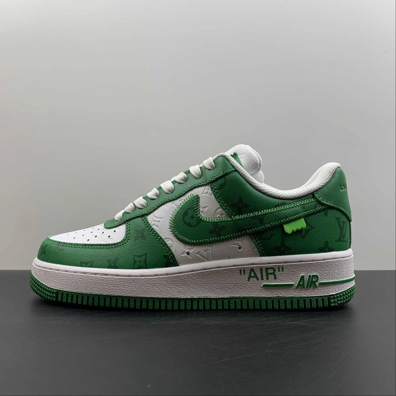 Louis Vuitton x Air Force 1 White Green MS0232 Elastic Material Open Walk