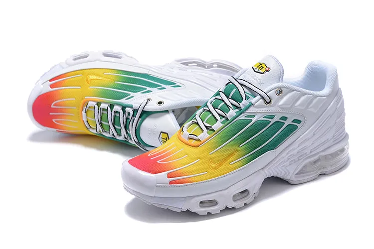 noiseless Air Max Plus 3 White Green Yellow Red CM9097-200