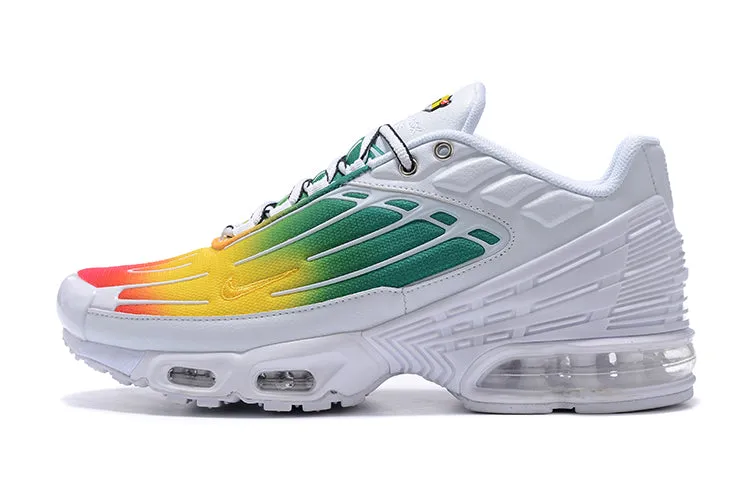 running in a subway station area shoes glossy - finish - design shoes Air Max Plus 3 White Green Yellow Red CM9097-200