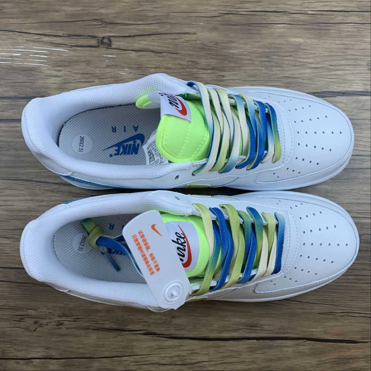 Air Force 1 07 Low White Navy Blue Yellow TO1232-111 Slow Jog