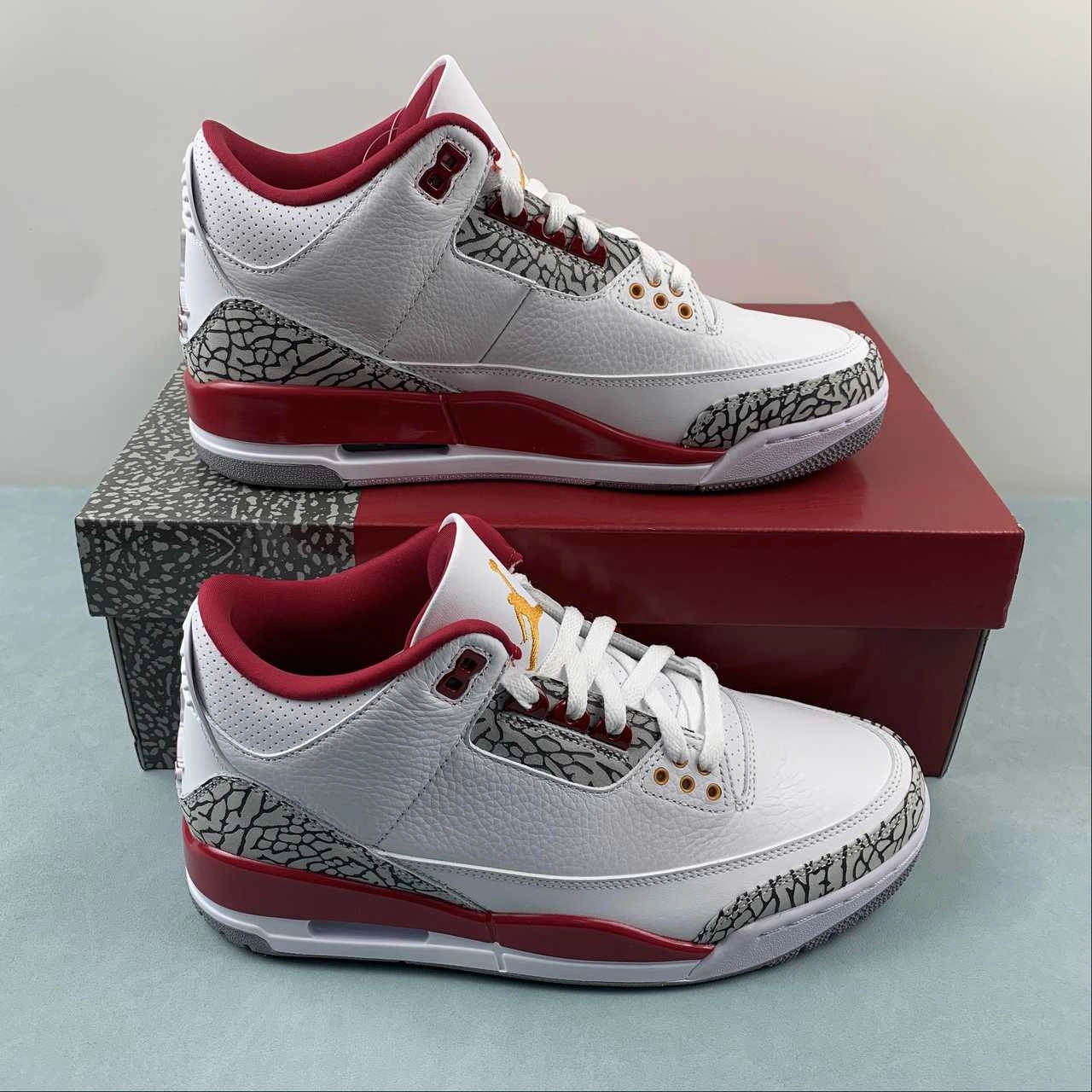 Creek Run Sunrise Hike Air Jordan 3 Retro Cardinal Red White Light Curry Cement Gray CT8532-126
