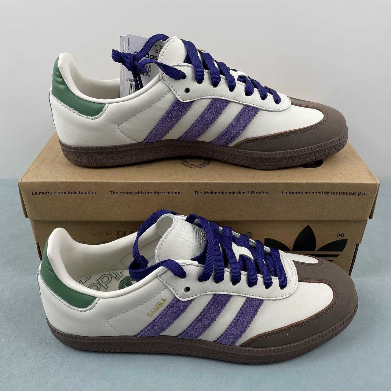 Adidas Samba OG Off White Collegiate Purple ID8349 Leisure Ready