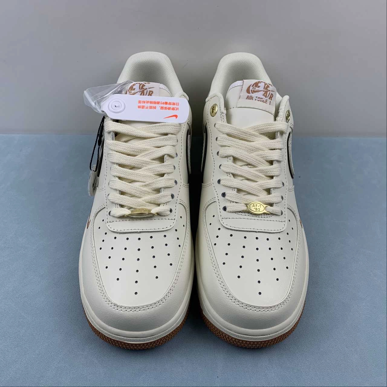 Stream Step Sturdy Build Air Force 1 07 Low Cream White Brown Gold DQ7658-109