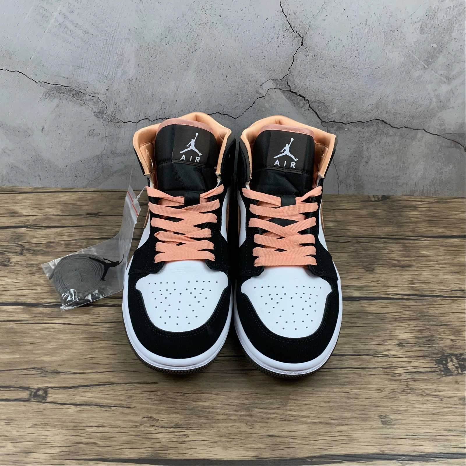 Air Jordan 1 Mid SE White Apricot Agate-Black (2021) DH0210-100 On Foot