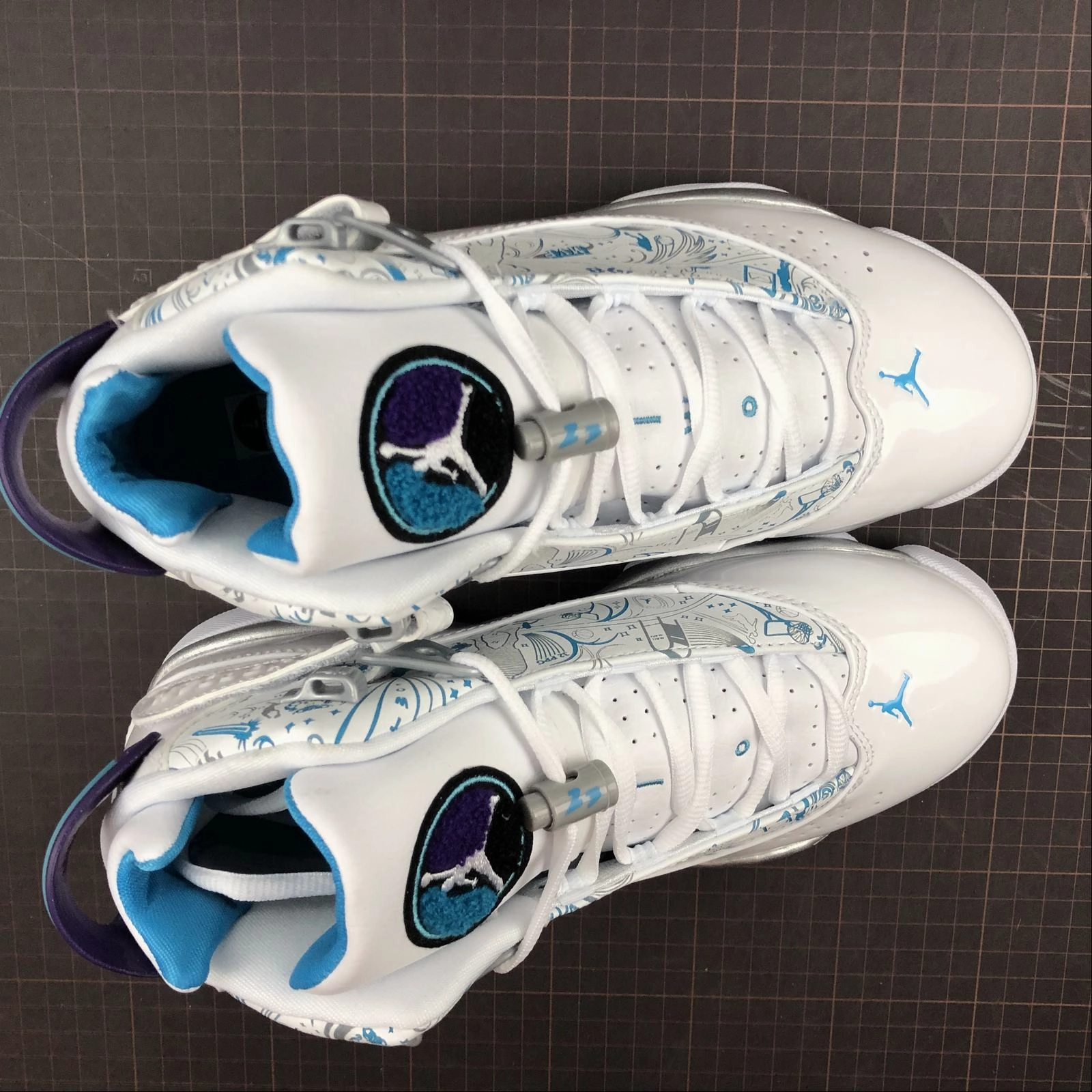 Midfoot Cage Air Jordan 6 Rings White Court Purple-Slvr-Vvd Bl 322992-153