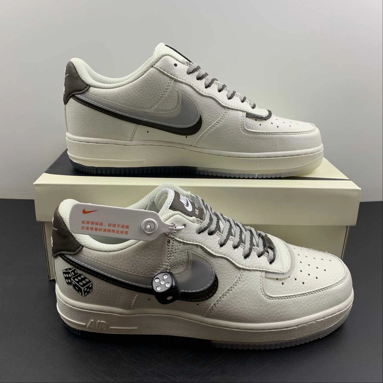 Air Force 1 07 Low Dice God Cream Brown Gray CW1574-801 Comfortable Padding Home Wear