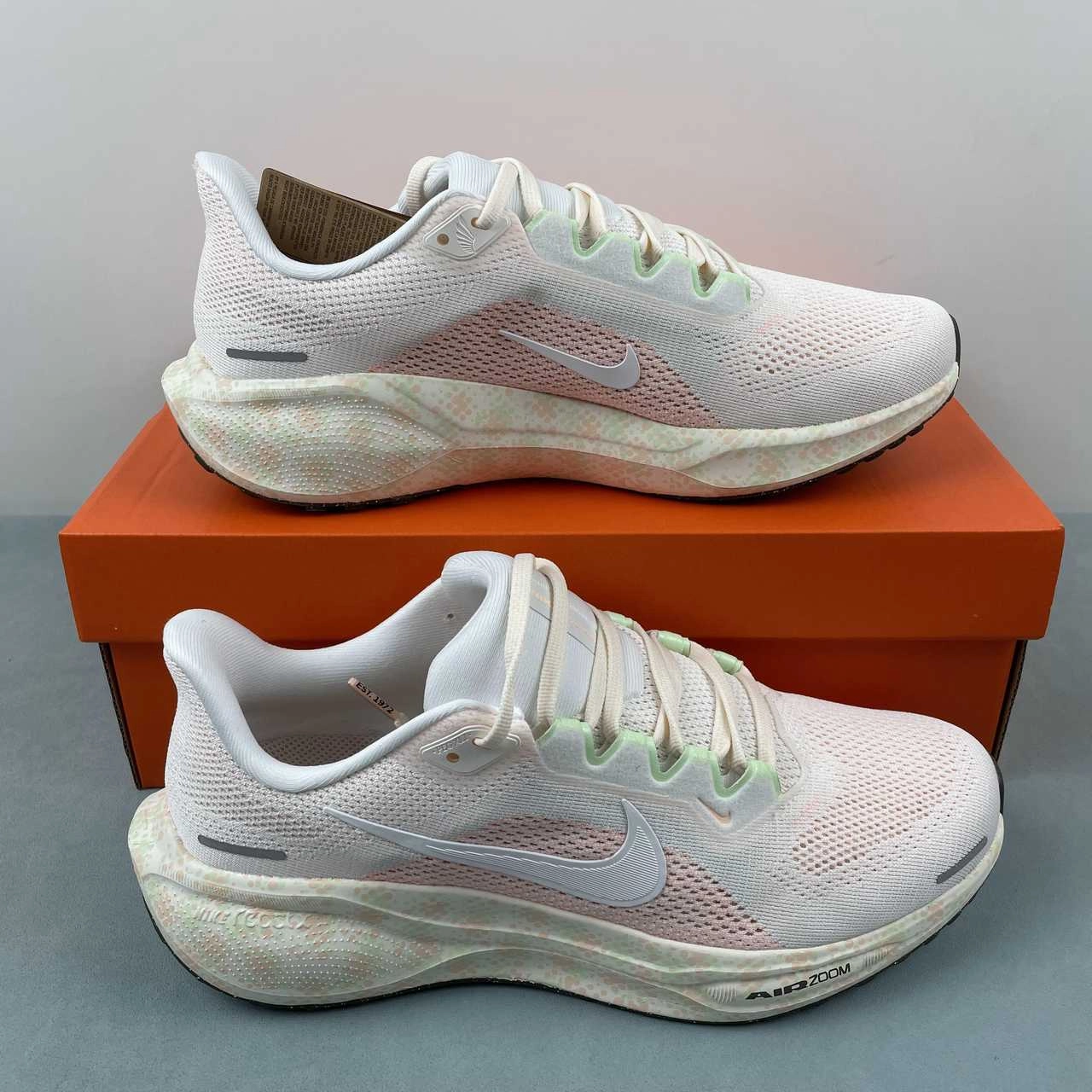 Air Zoom Pegasus 41 FP White Green Pink HM5539-133 Ergonomic shaping guides efficient movement patterns Breathable fabric
