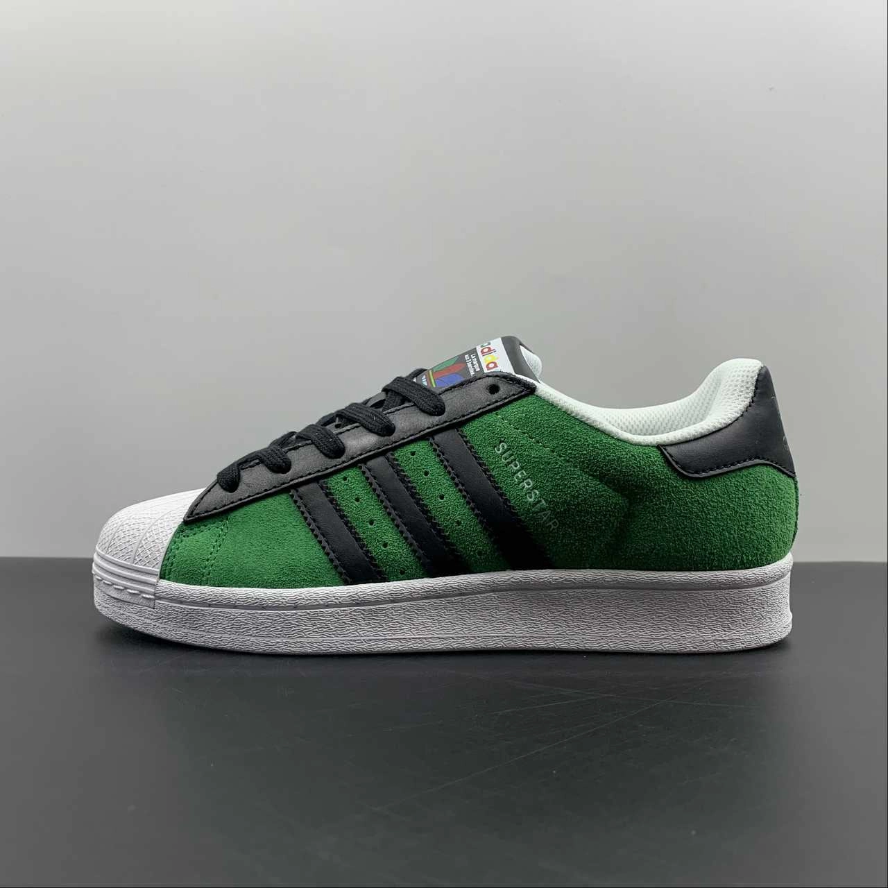 slow - paced fitting Moisture Management Adidas Superstar Green Core Black Cloud White FW3544
