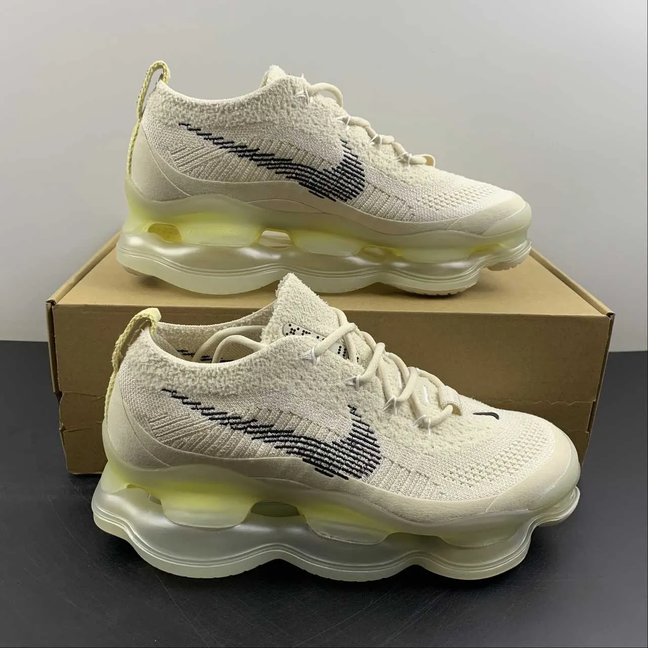 Air Max Scorpion FK Phantom Black Light Cream Lemon Wash DJ4701-001 running with a mid - top design