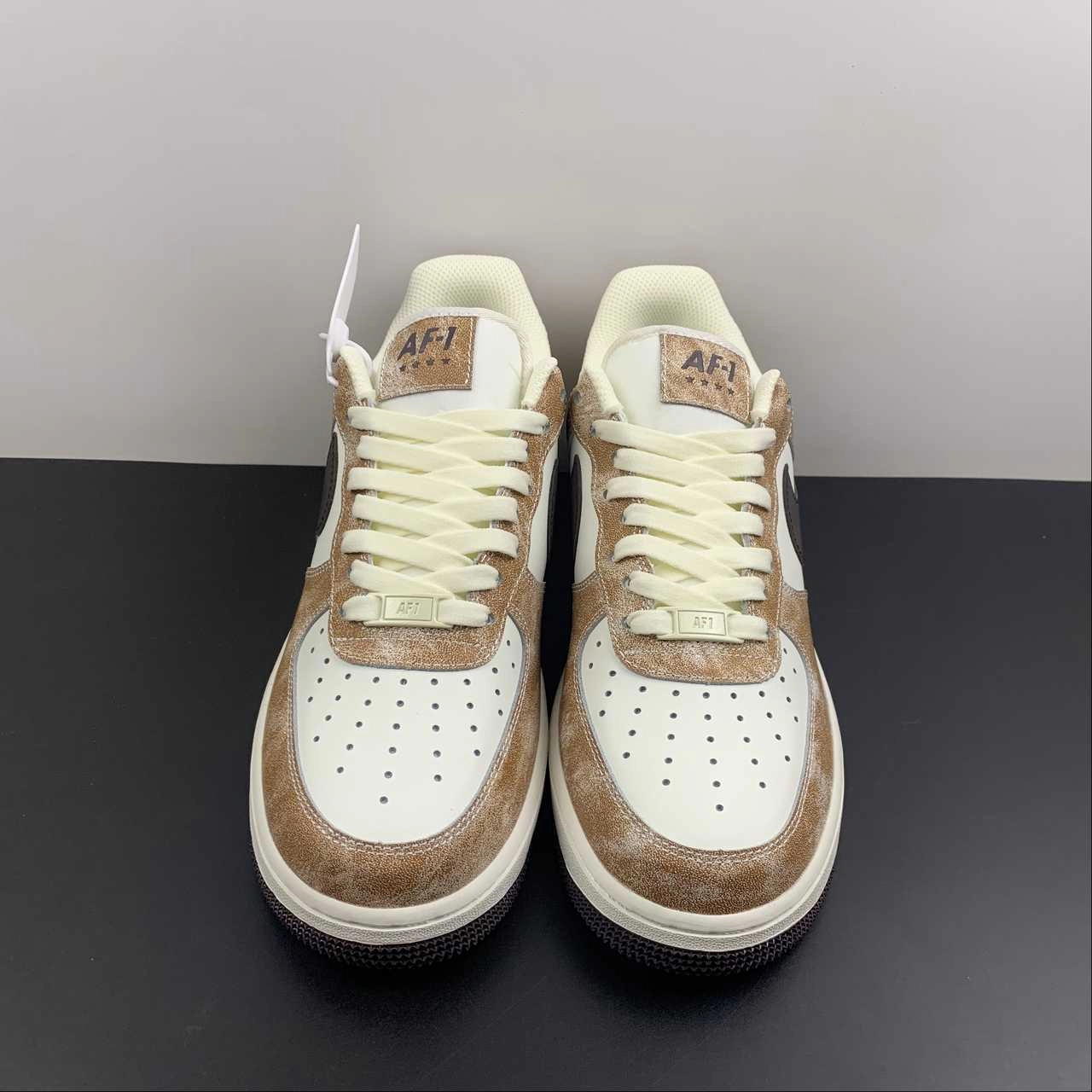 Air Force 1 Low Brown White Black BX5815-536 Synthetic Upper