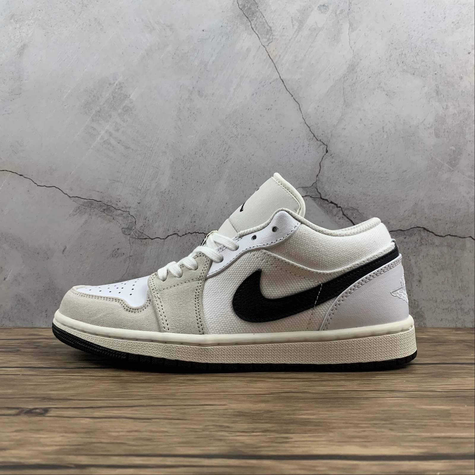 Urban Run Bacterial Inhibition Air Jordan 1 Low PRM Sail Black-White DC3533-100