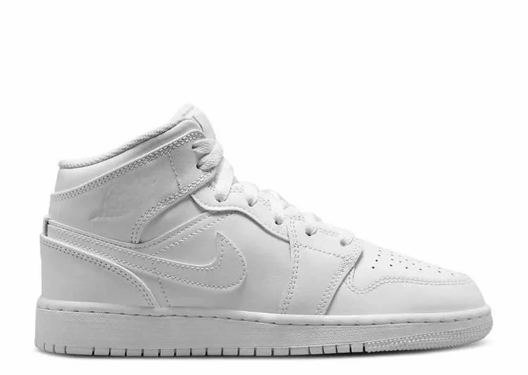 Balanced Style Air Jordan 1 Mid  Triple White 2023 (GS)