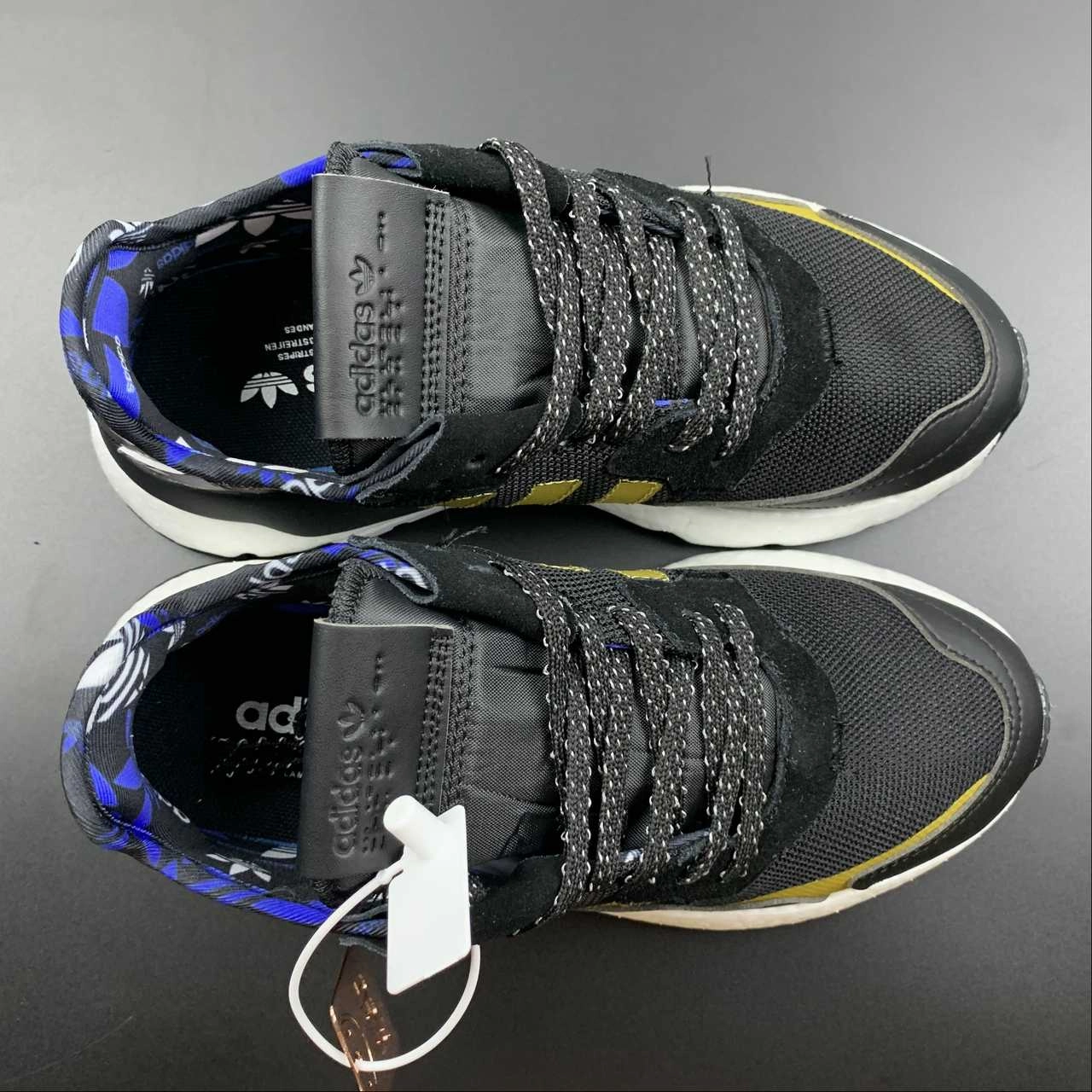 cushioned foam shoes Adidas Nite Jogger Black Gold Blue FW6711
