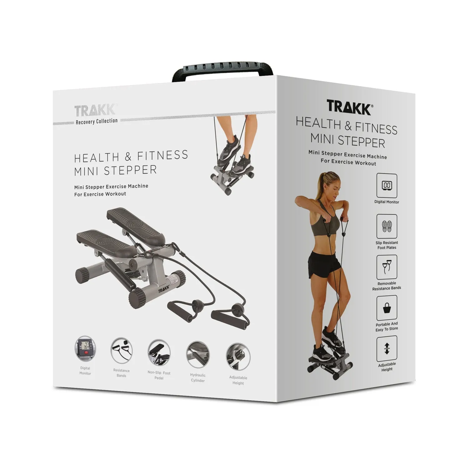 TRAKK Fitness Mini Stepper Stair Stepper Exercise Equipment w/ Resistance Bands