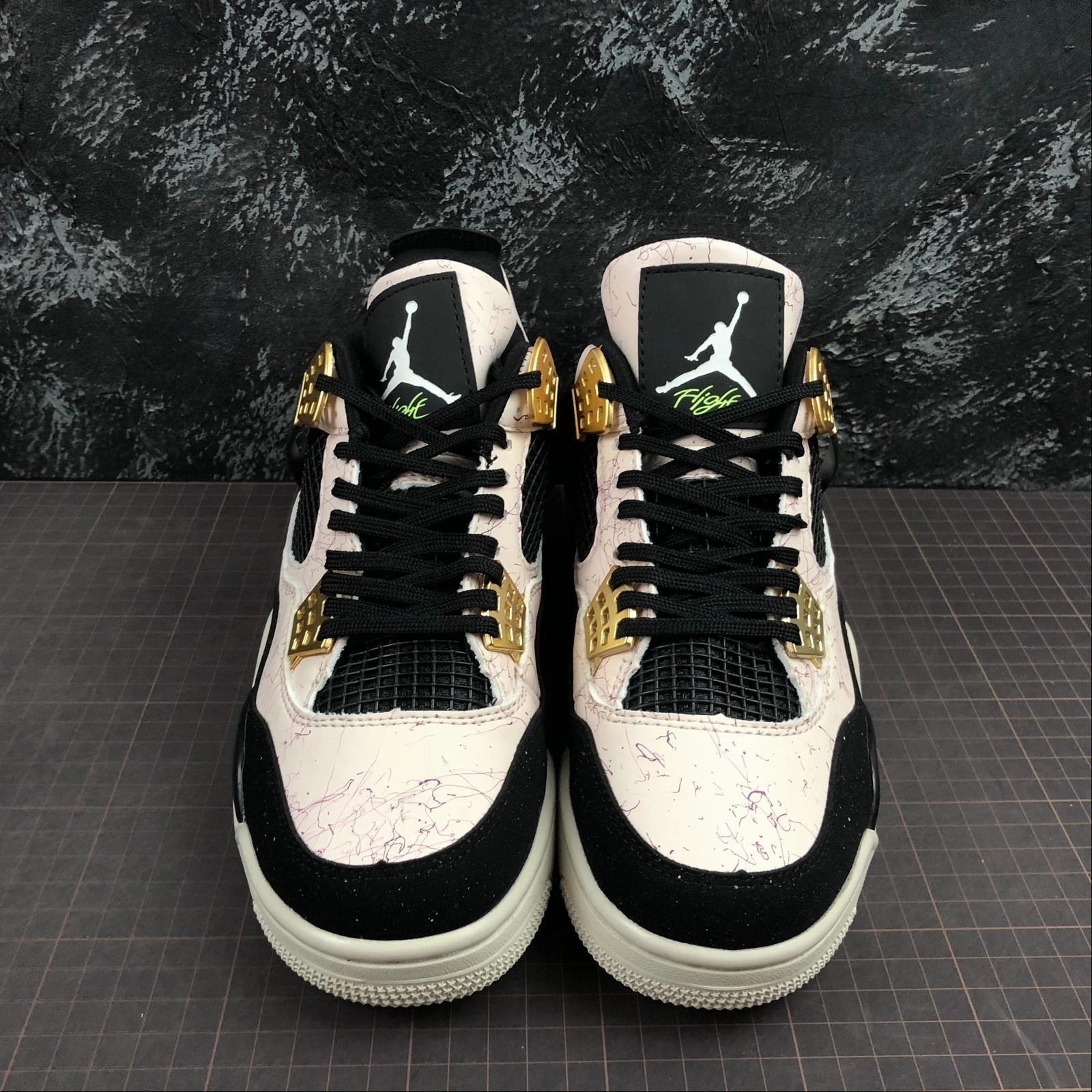 Quick   Drying Air Jordan 4 Retro Lt Pink Black Marble Pattern AQ9129-601